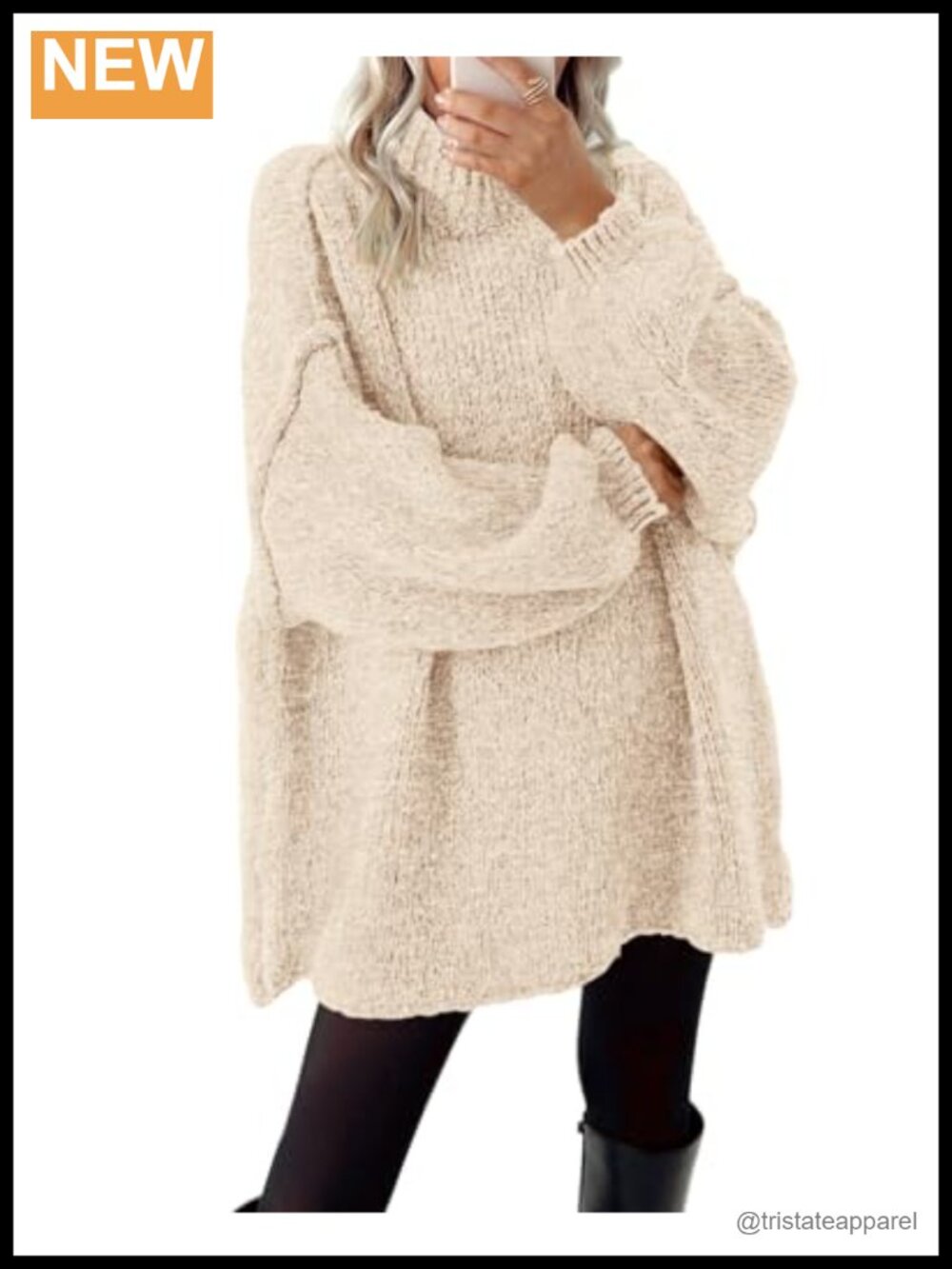 Mock Neck Cable Knit Oversized Pullover Long Sleeve Slouchy Sweater